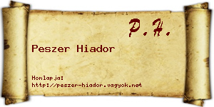 Peszer Hiador névjegykártya